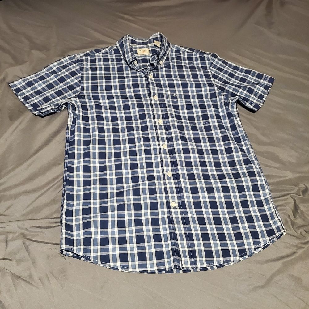 Short Sleeve Blue Plaid Button Down